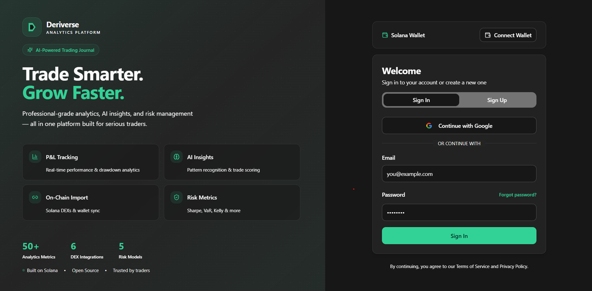 Trade Dashboard Web App